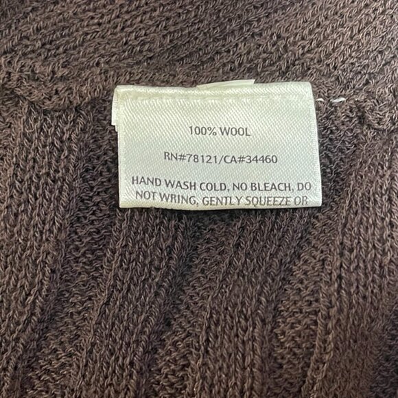 Eileen Fisher | 100% Wool Chocolate Brown Open-Front Longline Cardigan | Small - Picture 6 of 6